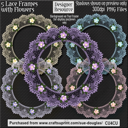 Designer Resource – Lace Frames with Flowers CU4CU