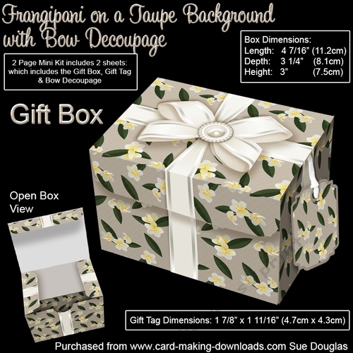 Gift Box Frangipani on a Taupe Background with Bow Decoupage
