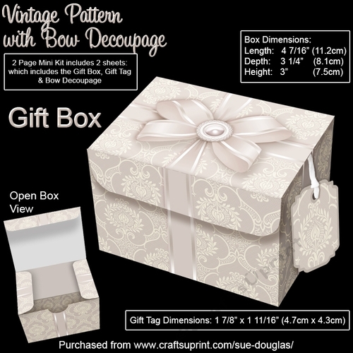 Gift Box Vintage Pattern with Bow Decoupage