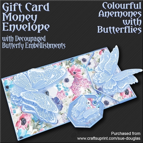Colourful Anemones with Butterflies Card/Money Envelope Mini Kit