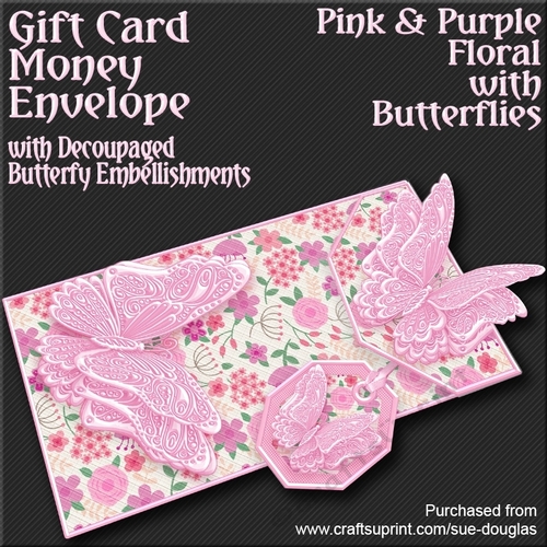 Pink & Purple Floral with Butterflies Card/Money Envelope Mini Kit