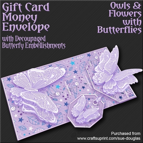 Owls and Flowers with Butterflies Card/Money Envelope Mini Kit