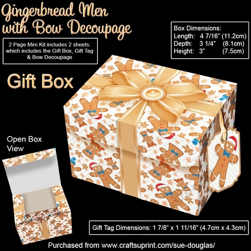 Gift Box Gingerbread Men with Bow Decoupage