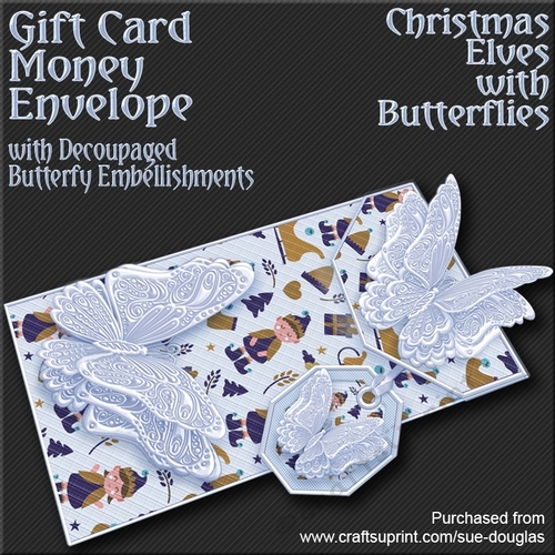 Christmas Elves with Butterflies Card/Money Envelope Mini Kit