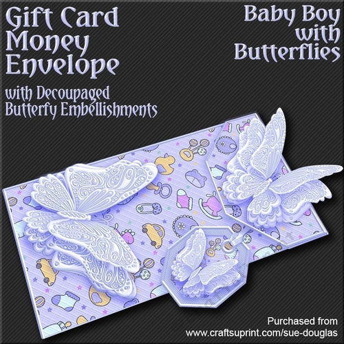Baby Boy with Butterflies Card/Money Envelope Mini Kit