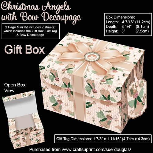 Gift Box Christmas Angels with Bow Decoupage