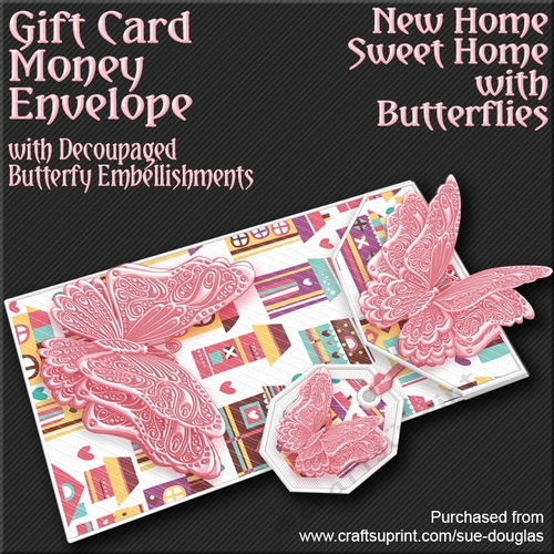 New Home Sweet Home with Butterflies Card/Money Envelope Mini Kit
