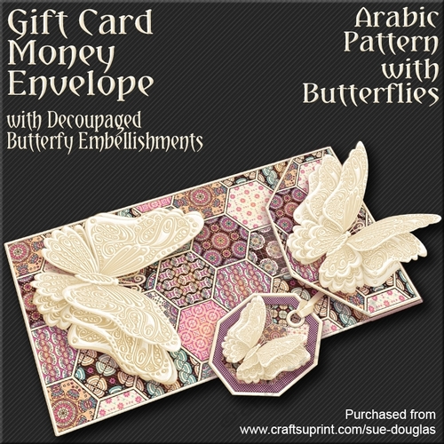 Arabic Pattern with Butterflies Card/Money Envelope Mini Kit
