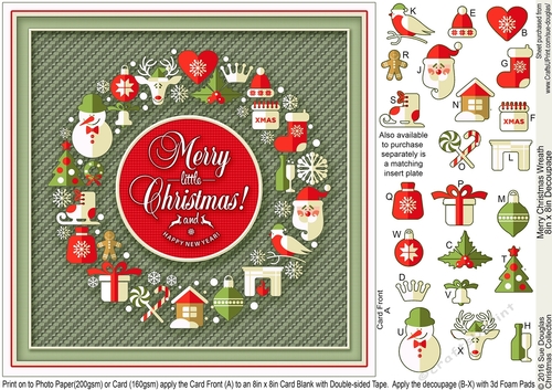 Merry Christmas Wreath 8in x 8in Decoupage