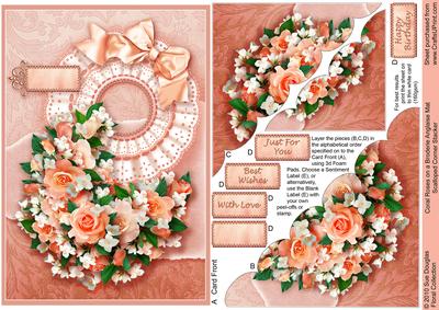 Coral Roses on a Broderie Anglaise Doiley Corner Stacker