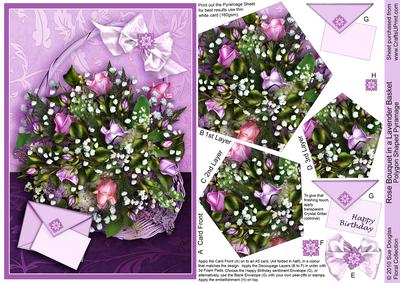 Rose Bouquet in a Lavender Basket, Polygon Pyramage