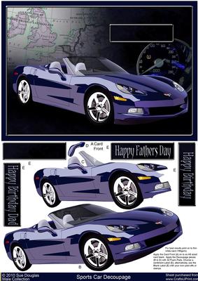 Sports Car Decoupage, Birthday