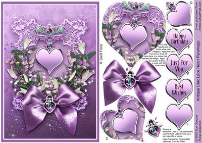 Antique Lilac Lace Heart Pyramage