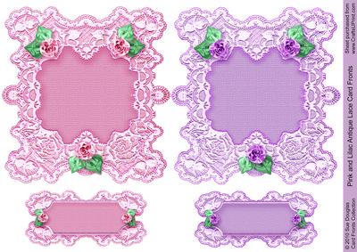 Pink and Lilac Antique Lace Card Fronts