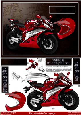 Red Motorbike Decoupage, Birthday, Passing Test