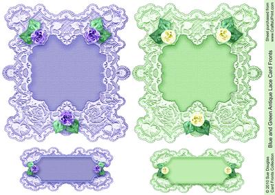 Blue and Green Antique Lace, Card Fronts