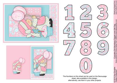 Cupcake Girl, Numbers Topper and Gift Tag Sheet