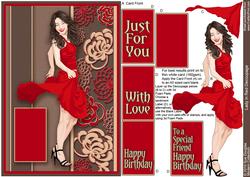 Lady in Red Decoupage