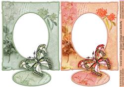 Coral and Grey Green Collage and Butterfly A5 Card Fro