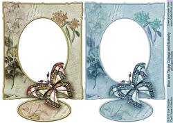 Blue and Taupe Collage and Butterfly A5 Card Fronts