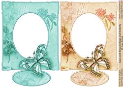 Aqua and Beige Collage and Butterfly A5 Card Fronts