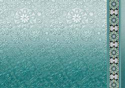 Aqua Floral Embossed with Border Backing Paper