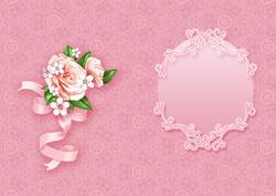 Pink Roses on a Lace Fan Matching A5 Insert
