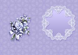 Vintage Blue Roses Bouquet in a Frame Matching A5 Ins