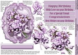 Vintage Lilac Roses Bouquet in a Frame Decoupage
