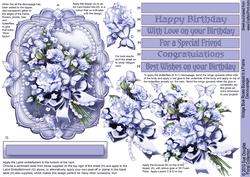 Vintage Blue Roses Bouquet in a Frame Decoupage