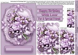 Vintage Lilac Roses Bouquet in a Frame Pyramage