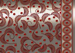 Silver Red Swirls Embossed with Floral Border Backing