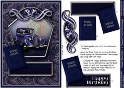 Classic Blue Car in a Frame Decoupage