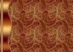 Burgundy Embossed Paisley with Copper Border