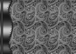 Charcoal Embossed Paisley with Gunmetal Border