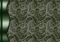 Forest Embossed Paisley with Green Metal Border