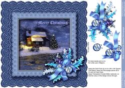 Blue Christmas Scene Decoupage