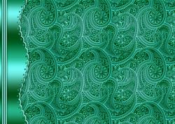 Deep Aqua Embossed Paisley with Metallic Border