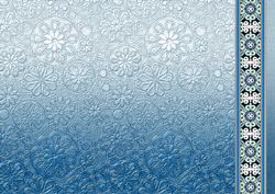 Blue Metallic Floral Embossed with Border Backing Pape