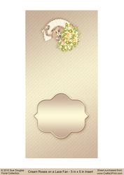 Cream Roses on a Lace Fan Matching 5” x 5” Insert