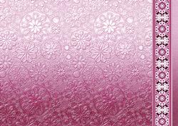 Pink Metallic Floral Embossed with Border Paper