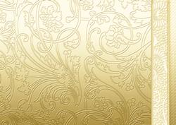 Cream Flowers Swirls and Spots Embossed with Border