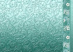 Aqua Swirls and Flowers Embossed with Border