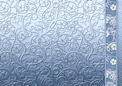 Sky Blue Swirls and Flowers Embossed with Border