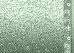 Pale Green Swirls and Flowers Embossed with Border