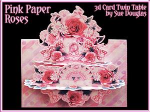 3D Card Kit Twin Table Pink Paper Roses