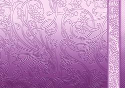 Purple Flowers Swirls and Spots Embossed with Border
