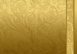 Old Gold Flowers Swirls and Spots Embossed with Border