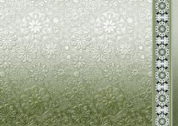 Grey Green Metallic Floral Embossed with Border Paper