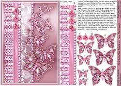 Pink Butterflies Pearls and Lace Decoupage